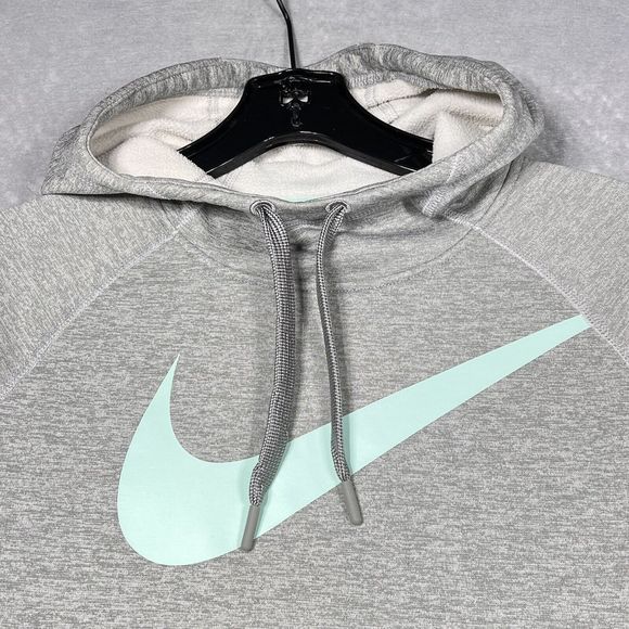 Nike Gray Green Hooded Sweatshirt Athletic Hooded Pockets Drawstring Size: M - Picture 7 of 15